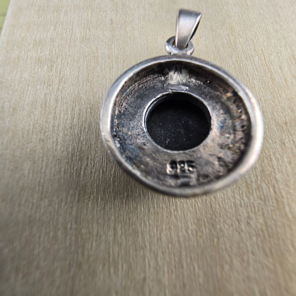 Vintage Style 925 Sterling Silver Pendant With Black Onyx & Marcasite Gemstones - Picture 4 of 6